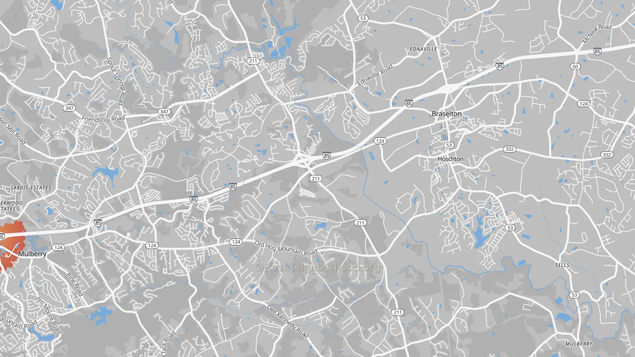 Transit Grade map of Hoschton, GA