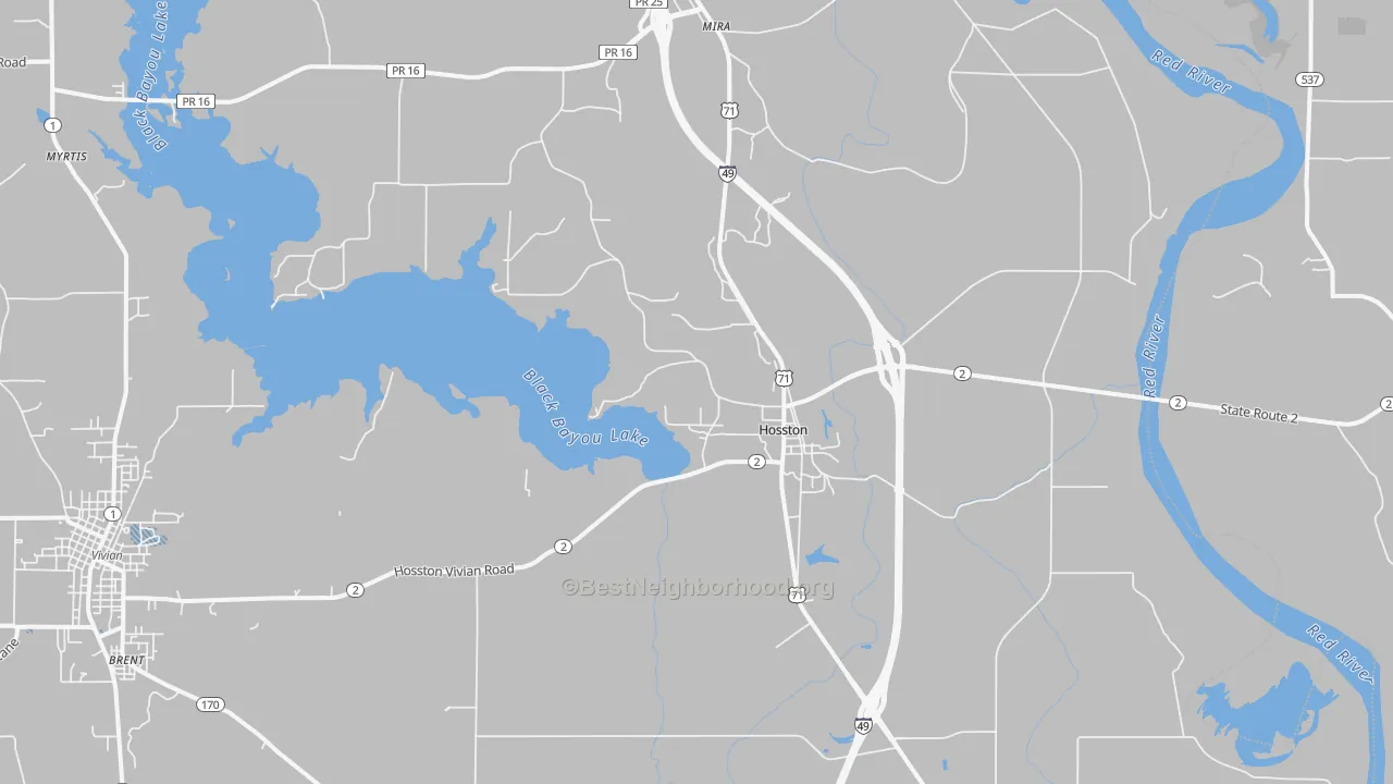 Transit Grade map of Hosston, LA