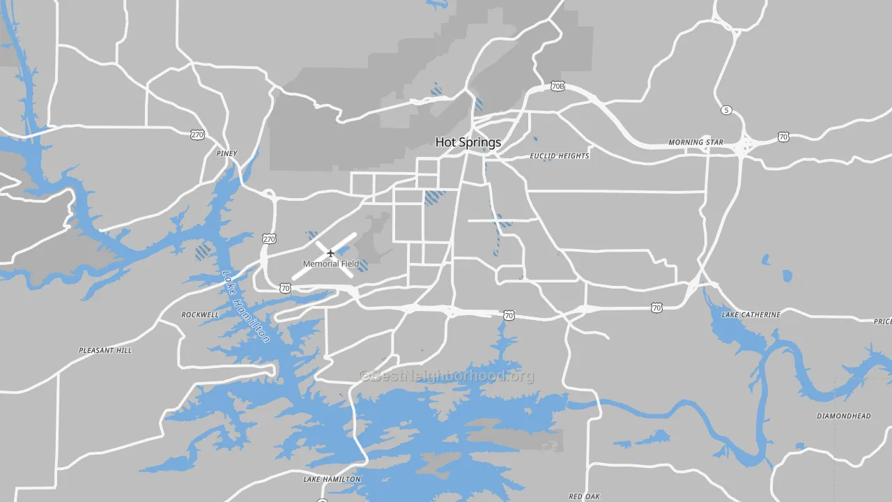 Transit Grade map of Hot Springs, AR