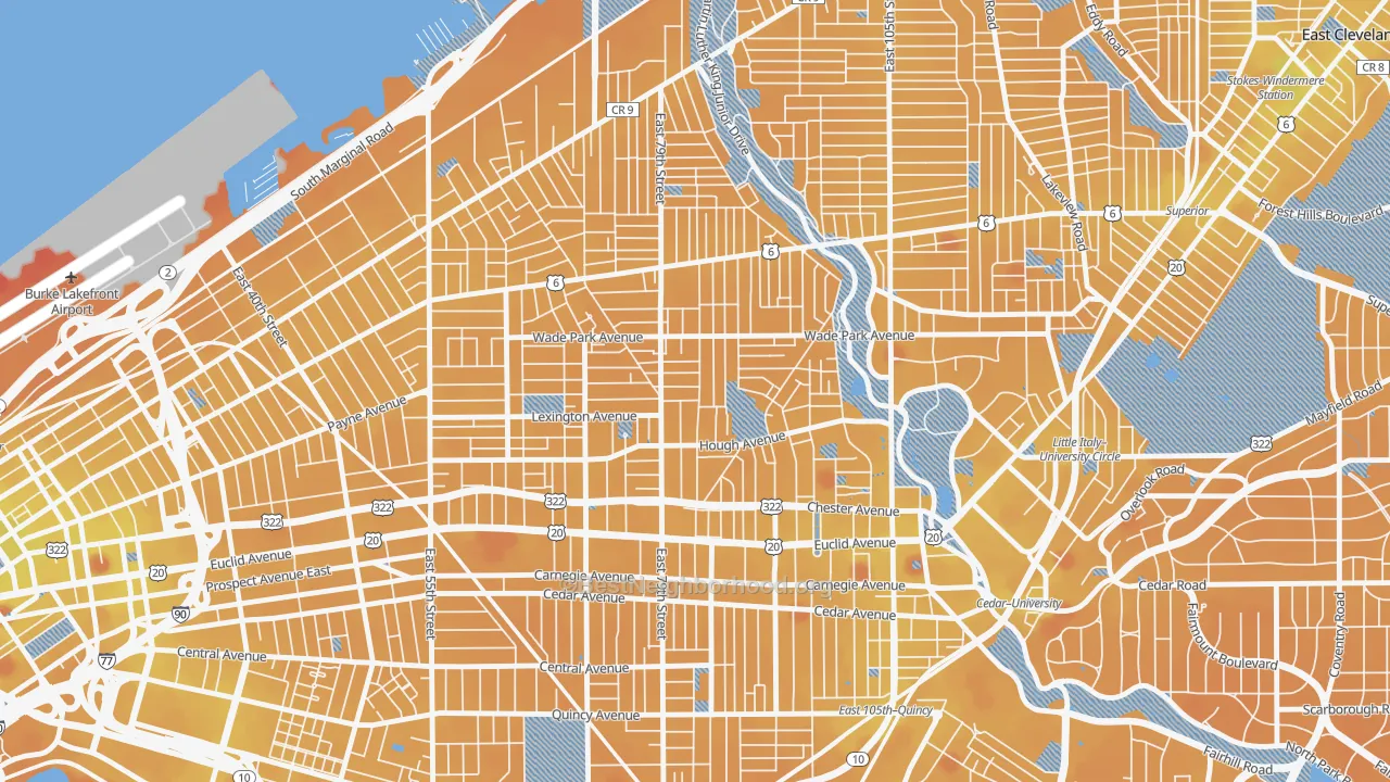 Transit Grade map of Hough, Cleveland, OH