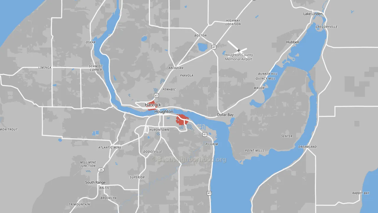 Transit Grade map of Houghton County, MI