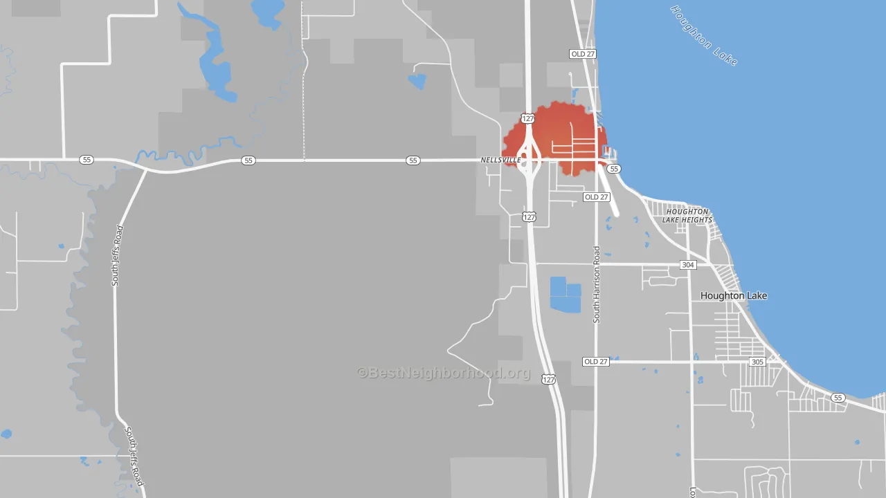 Transit Grade map of Houghton Lake Heights, MI