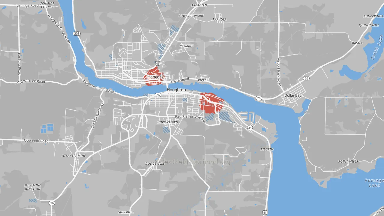 Transit Grade map of Houghton, MI