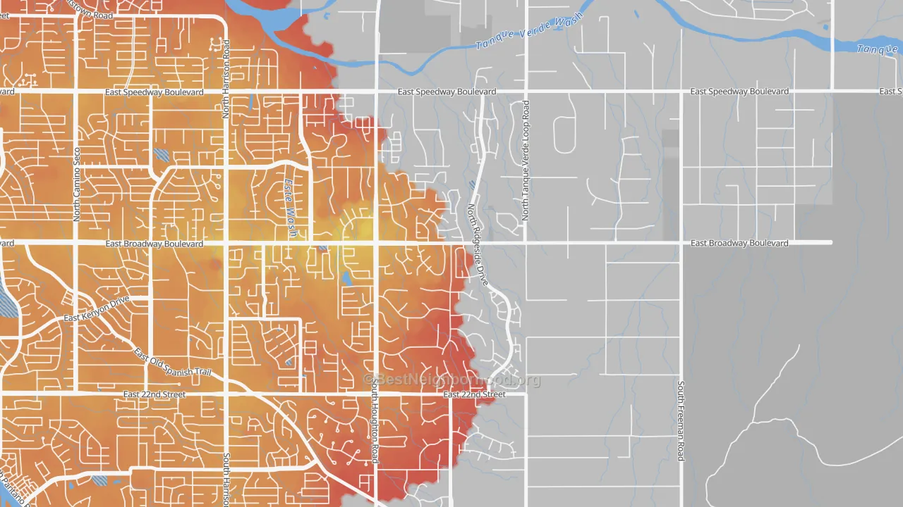 Transit Grade map of Houghton, Tucson, AZ