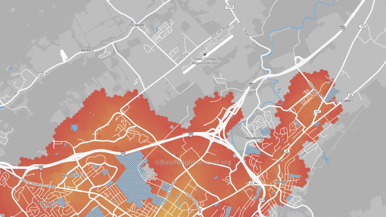 Transit Grade map of Houserville, PA
