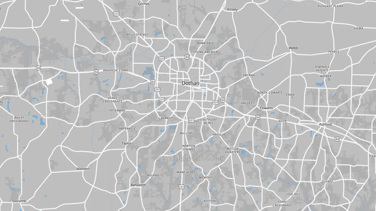 Transit Grade map of Houston County, AL