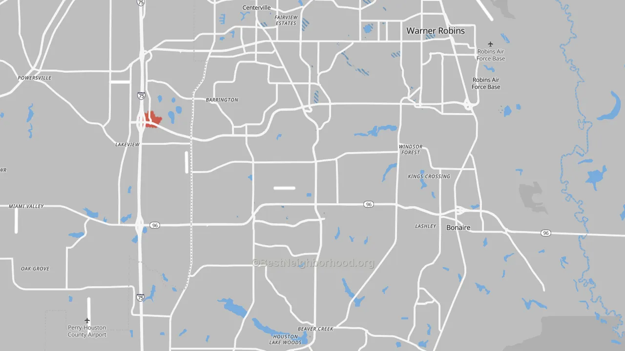 Transit Grade map of Houston County, GA