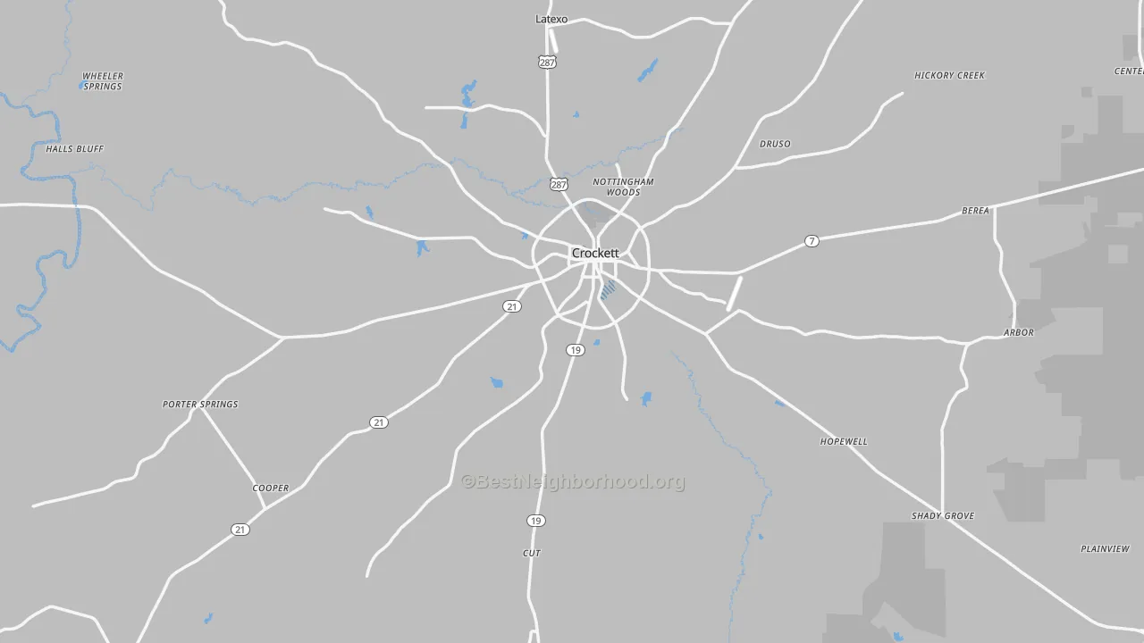 Transit Grade map of Houston County, TX