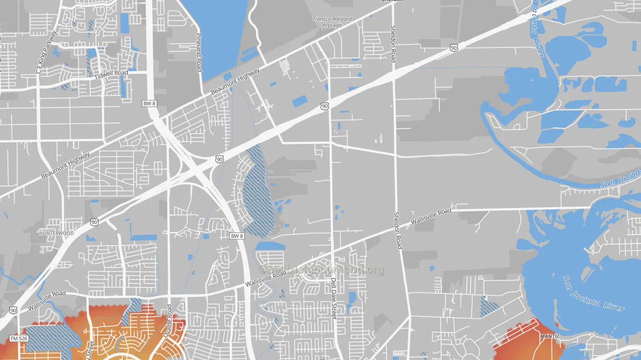 Transit Grade map of Houston Farms, Houston, TX