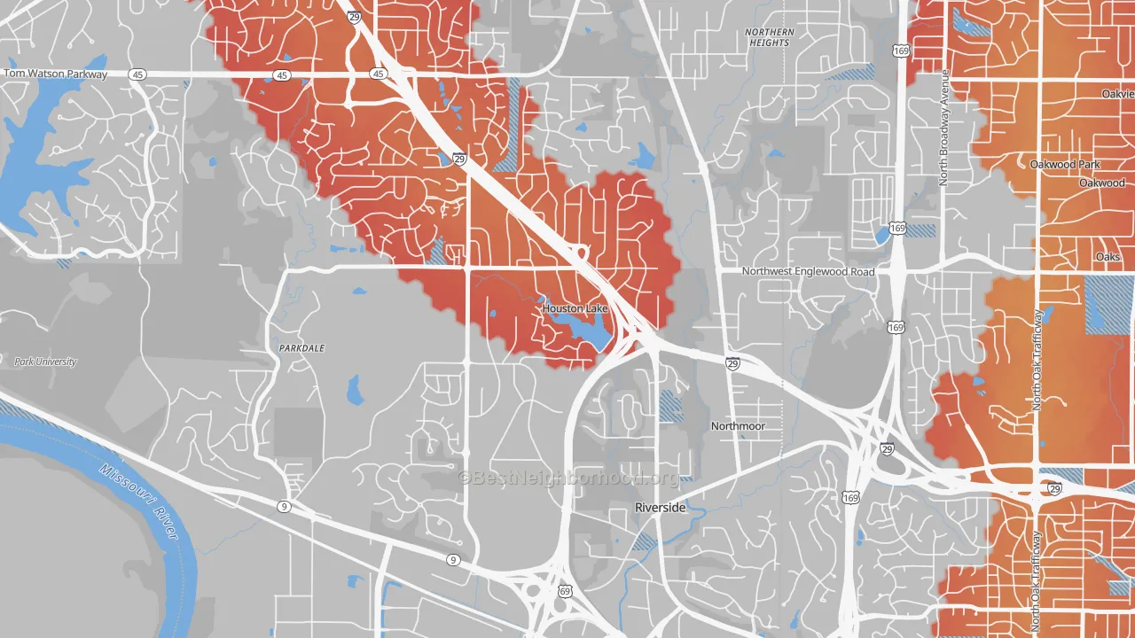 Transit Grade map of Houston Lake, MO
