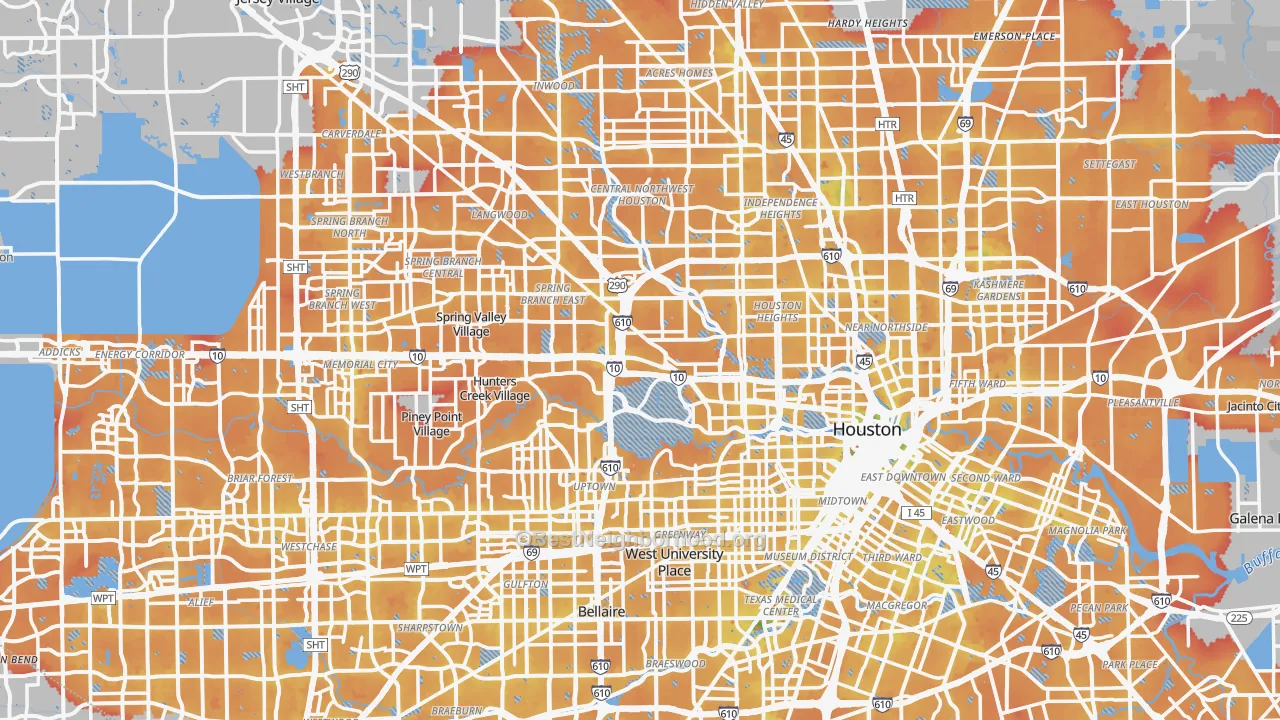Transit Grade map of Houston, TX