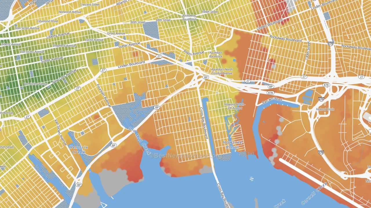 Transit Grade map of Howard Beach, Queens, NY