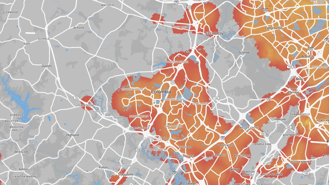 Transit Grade map of Howard County, MD