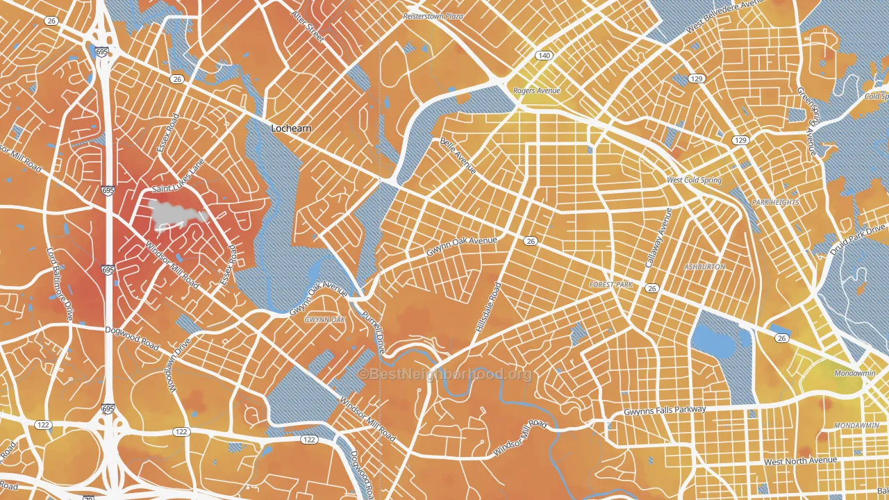 Transit Grade map of Howard Park, Gwynn Oak, MD