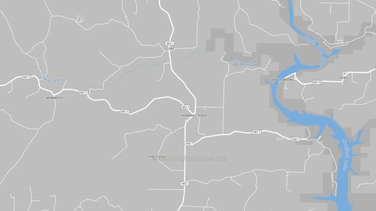 Transit Grade map of Howards Ridge, MO