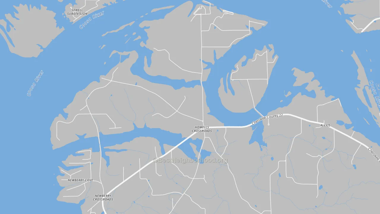 Transit Grade map of Howells Crossroads, AL