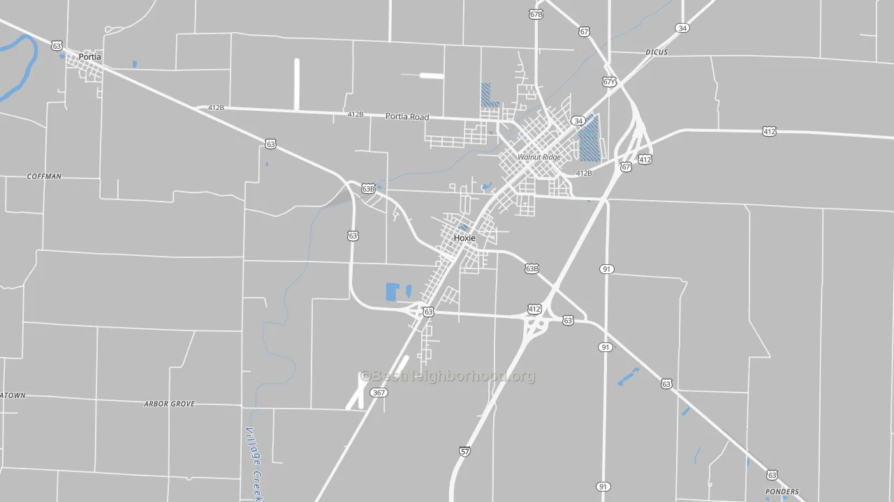 Transit Grade map of Hoxie, AR