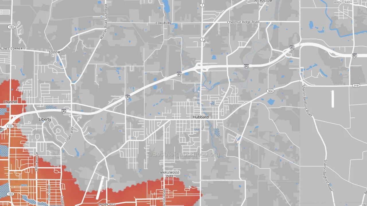 Transit Grade map of Hubbard, OH