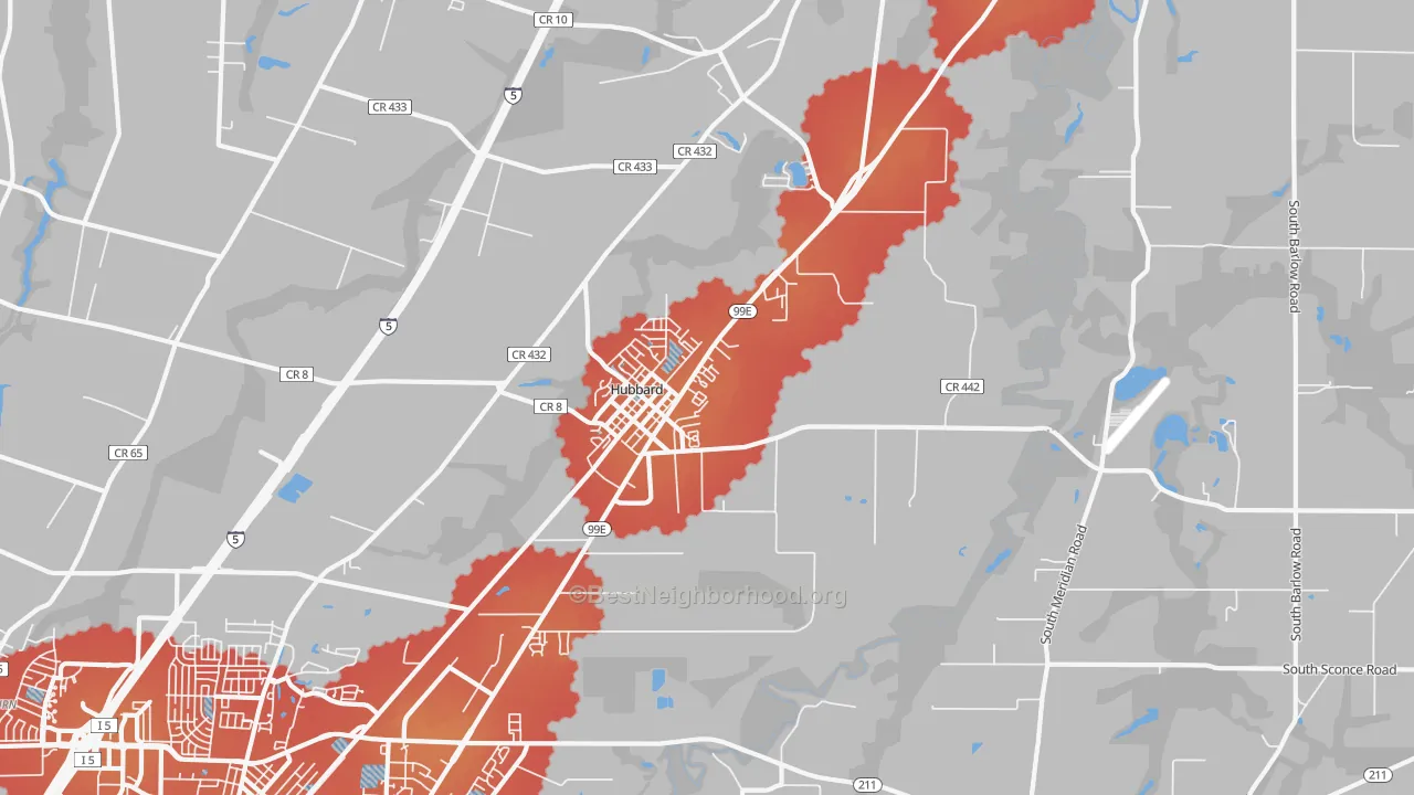 Transit Grade map of Hubbard, OR