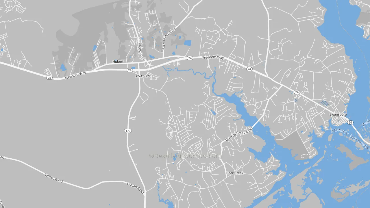 Transit Grade map of Hubert, NC