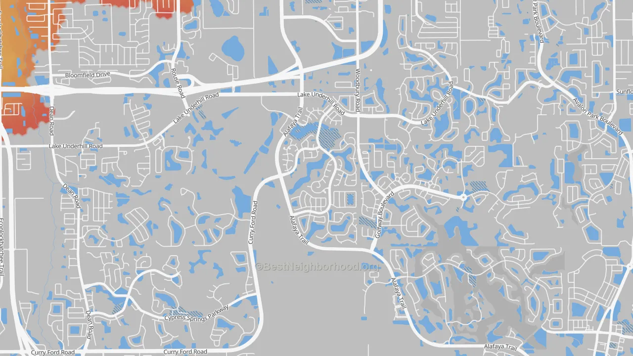 Transit Grade map of Huckleberry Fields, Alafaya, FL
