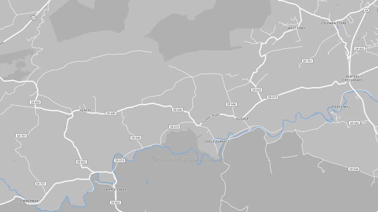 Transit Grade map of Huddle, VA