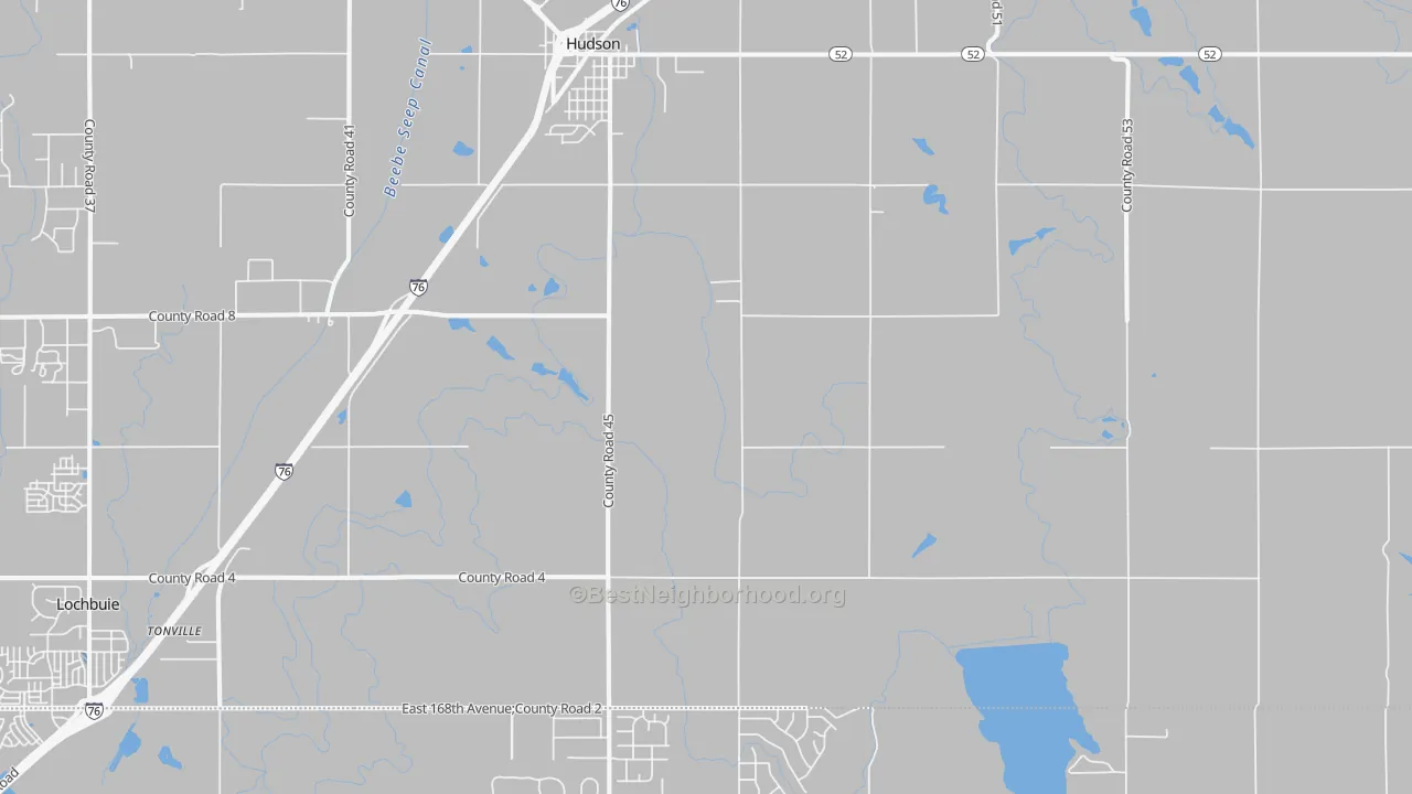 Transit Grade map of Hudson, CO