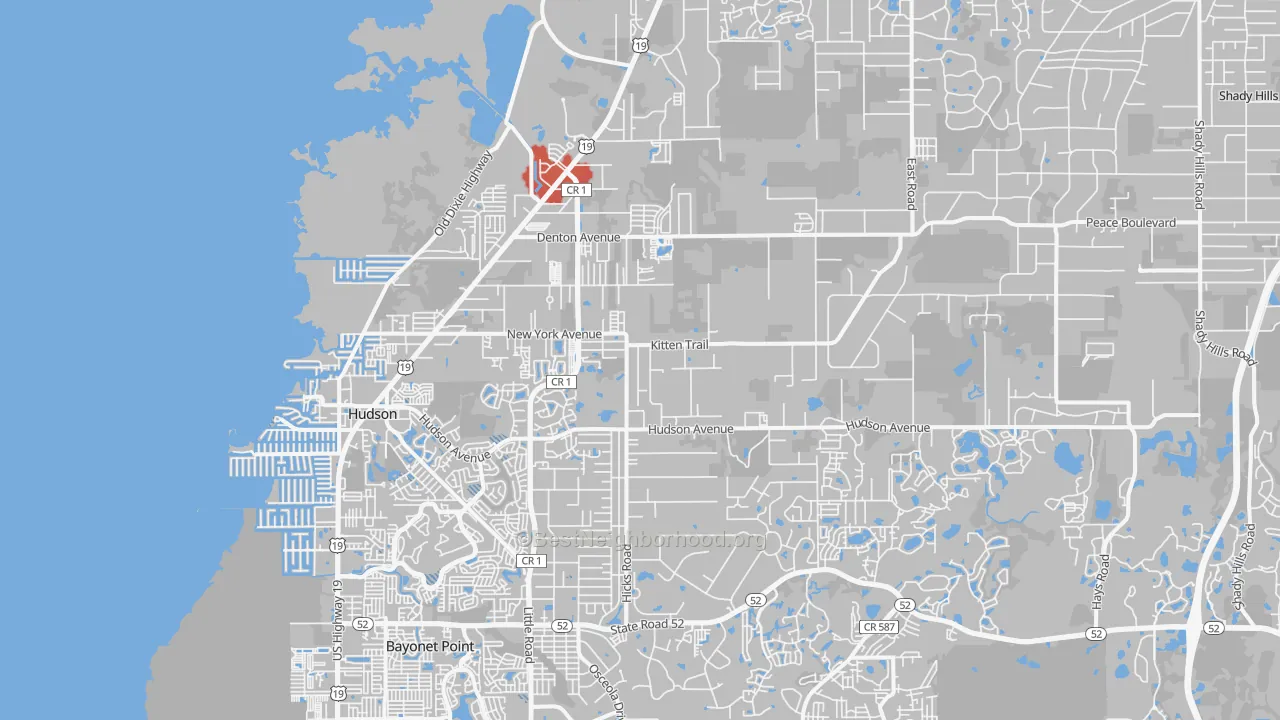 Transit Grade map of Hudson, FL