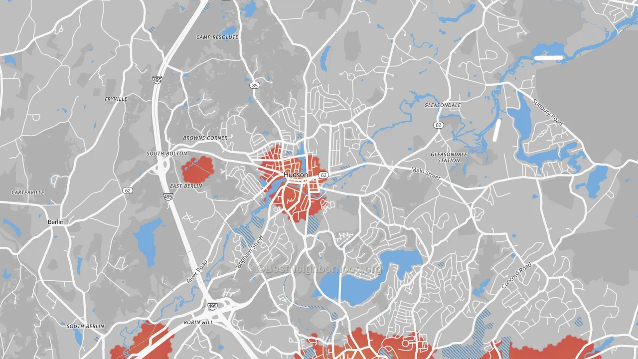 Transit Grade map of Hudson, MA
