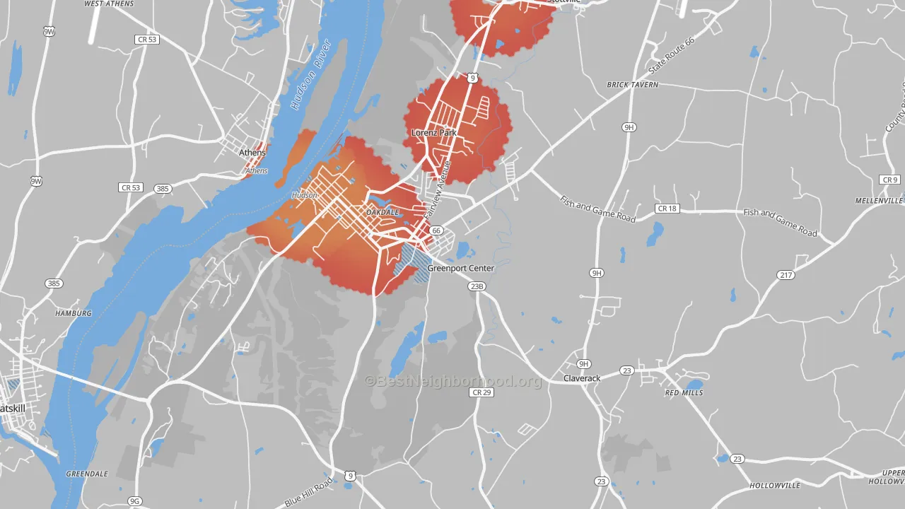 Transit Grade map of Hudson, NY