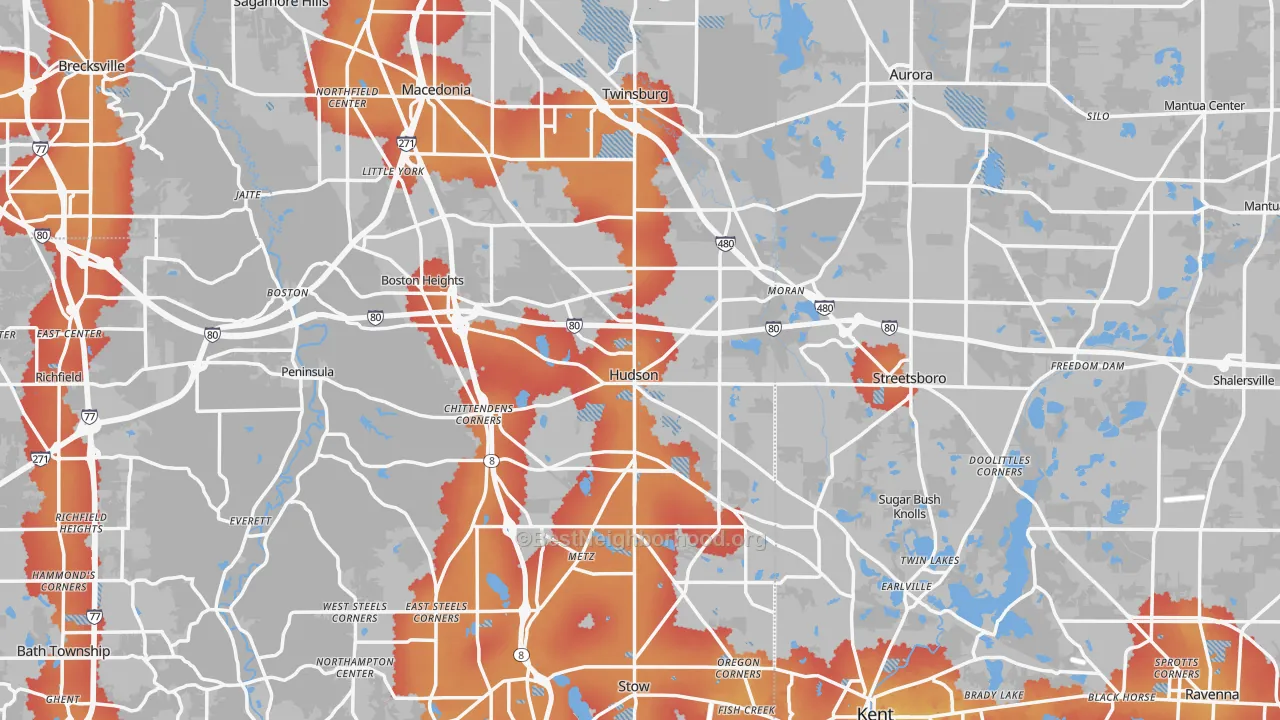 Transit Grade map of Hudson, OH