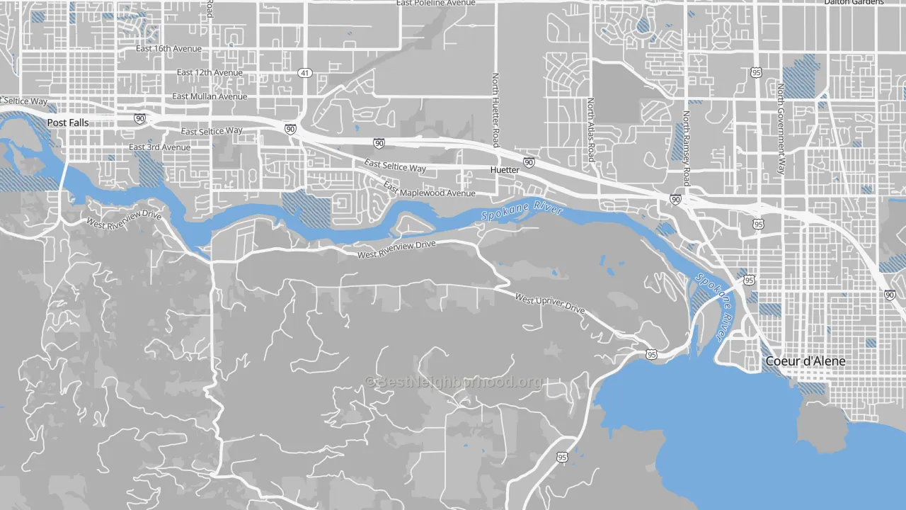 Transit Grade map of Huetter, ID