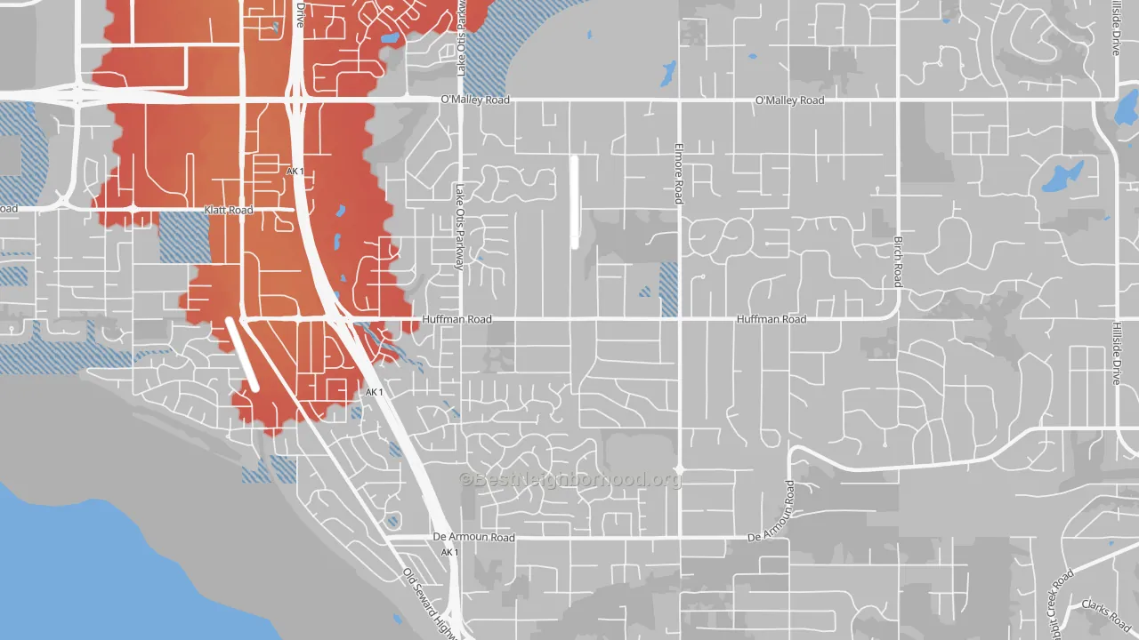 Transit Grade map of Huffman-O'Malley, Anchorage, AK