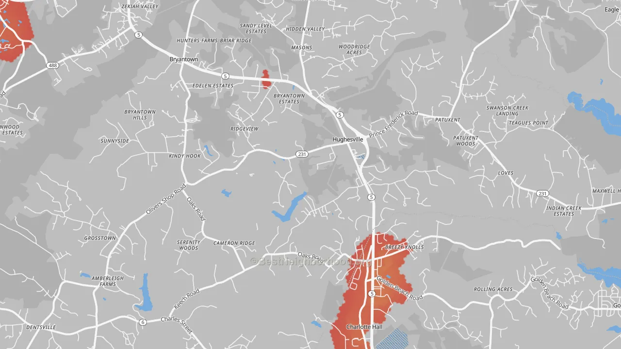 Transit Grade map of Hughesville, MD