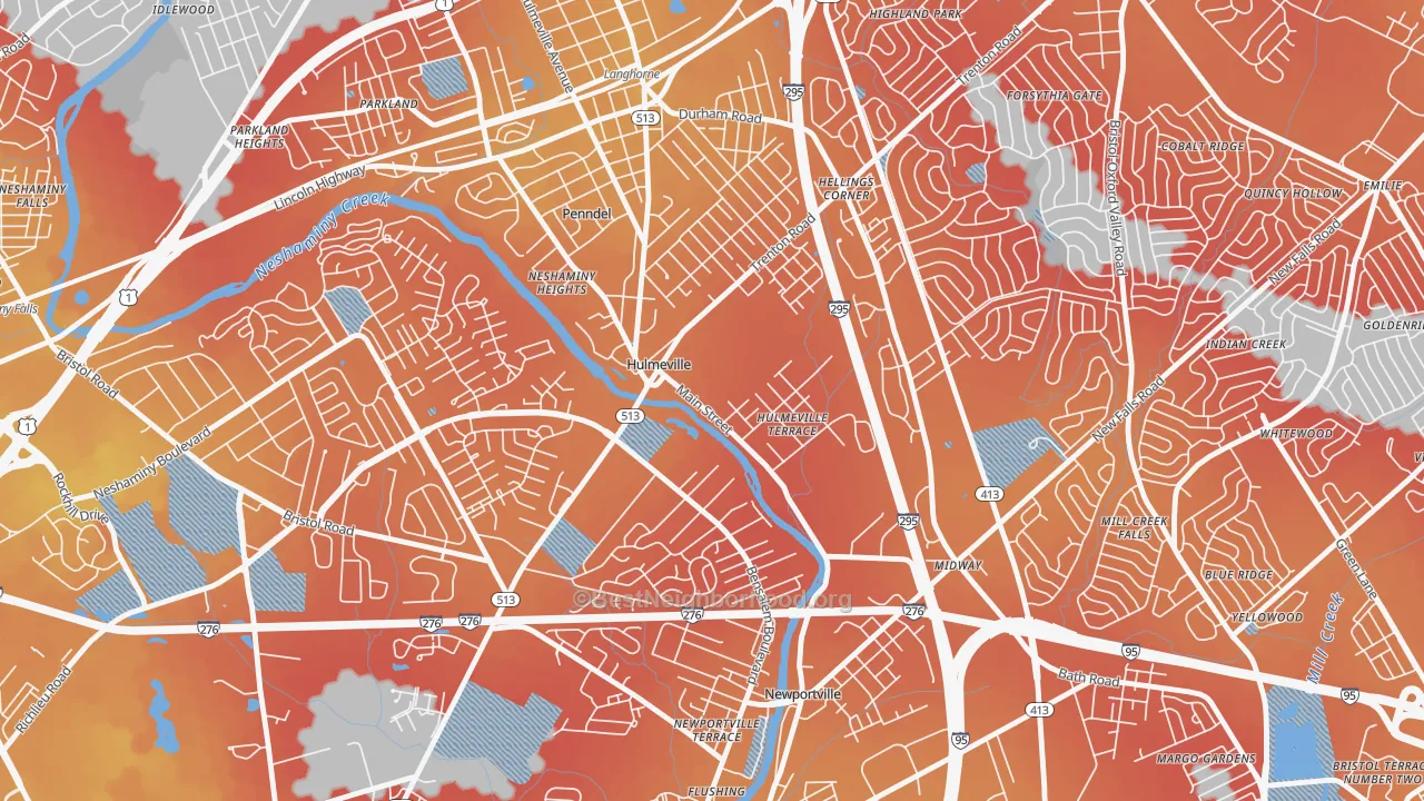 Transit Grade map of Hulmeville, PA