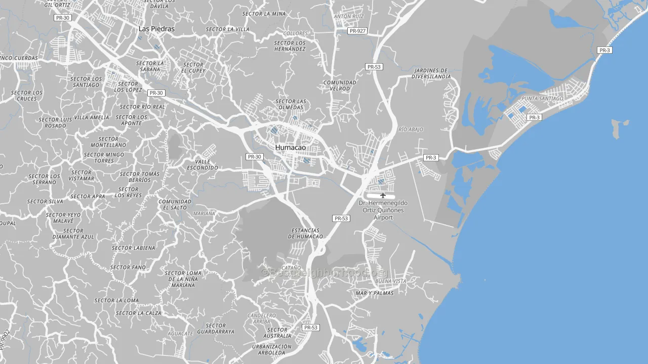 Transit Grade map of Humacao Municipio, PR