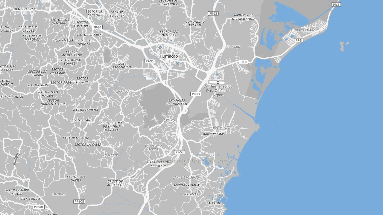 Transit Grade map of Humacao, PR