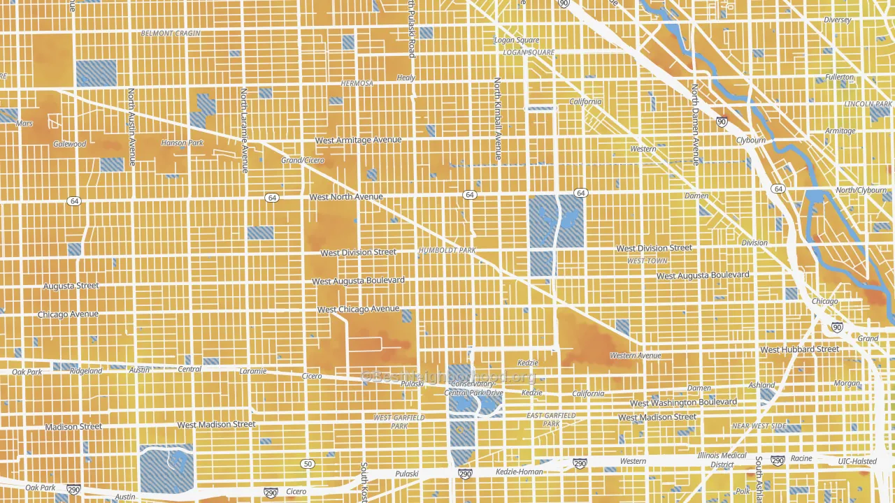 Transit Grade map of Humboldt Park, Chicago, IL