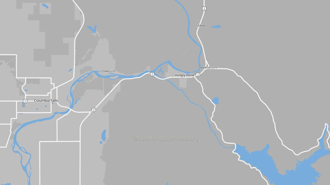 Transit Grade map of Hungry Horse, MT