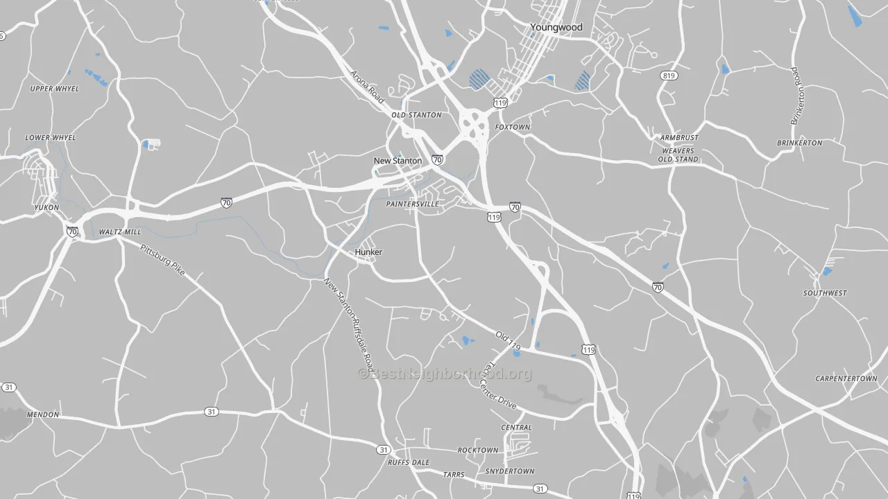Transit Grade map of Hunker, PA