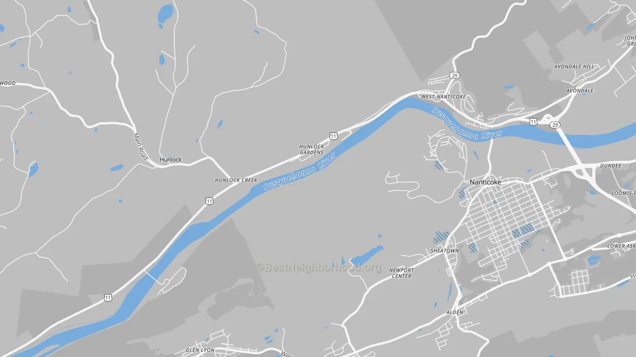 Transit Grade map of Hunlock Gardens, PA
