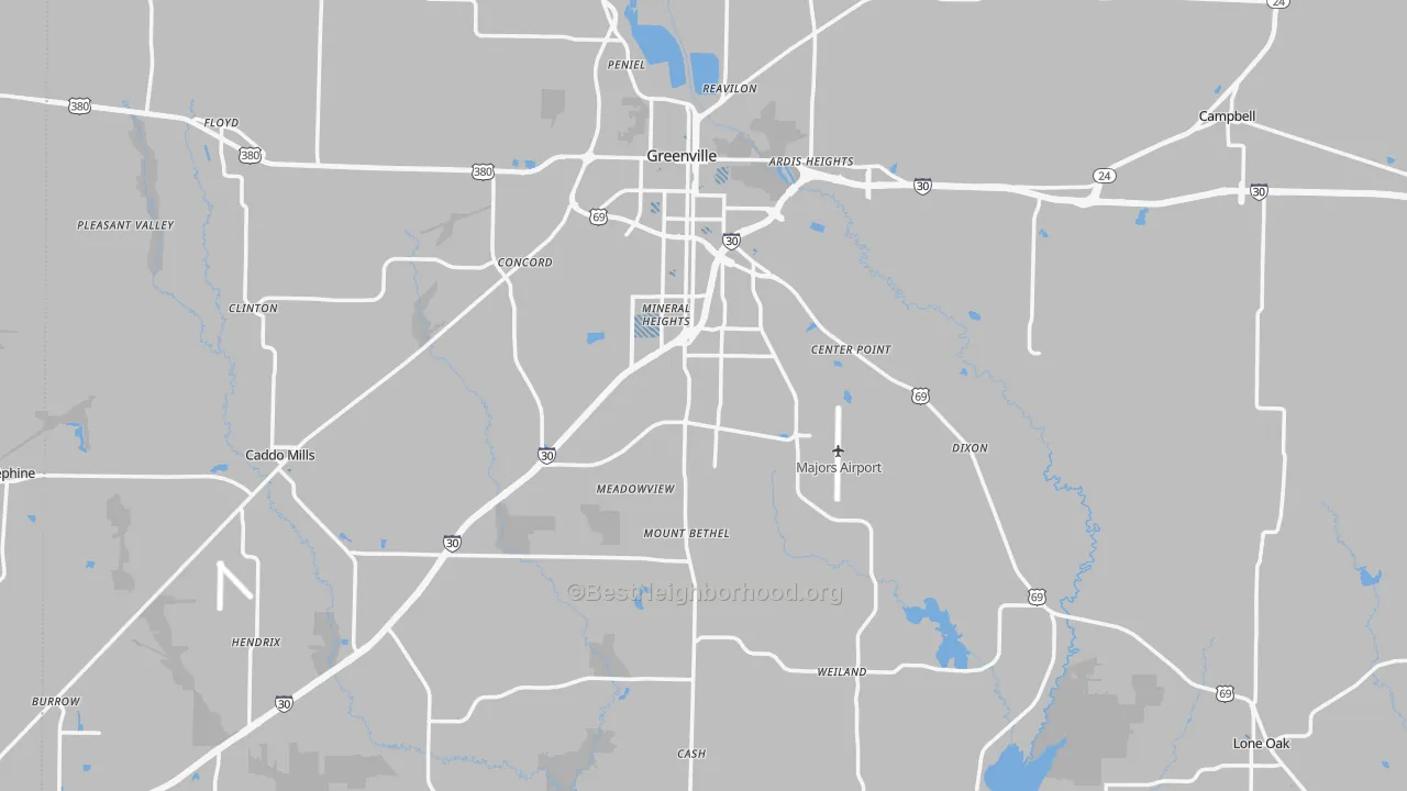 Transit Grade map of Hunt County, TX