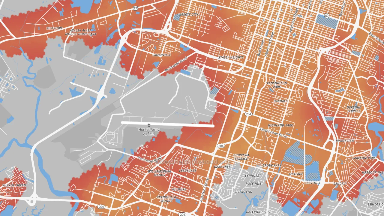 Transit Grade map of Hunter Army Airfield, Savannah, GA