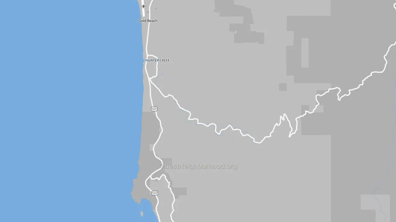 Transit Grade map of Hunter Creek, OR