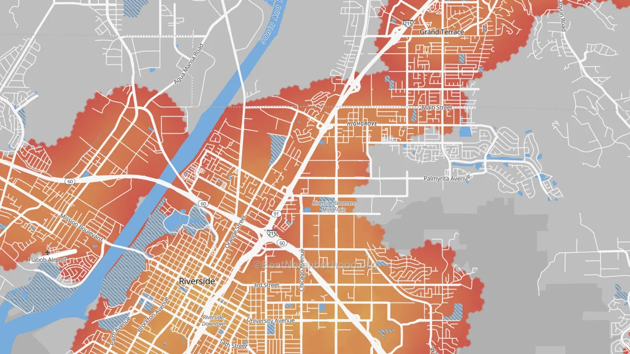 Transit Grade map of Hunter Industrial Park, Riverside, CA