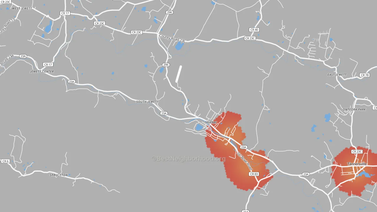 Transit Grade map of Hunter, NY