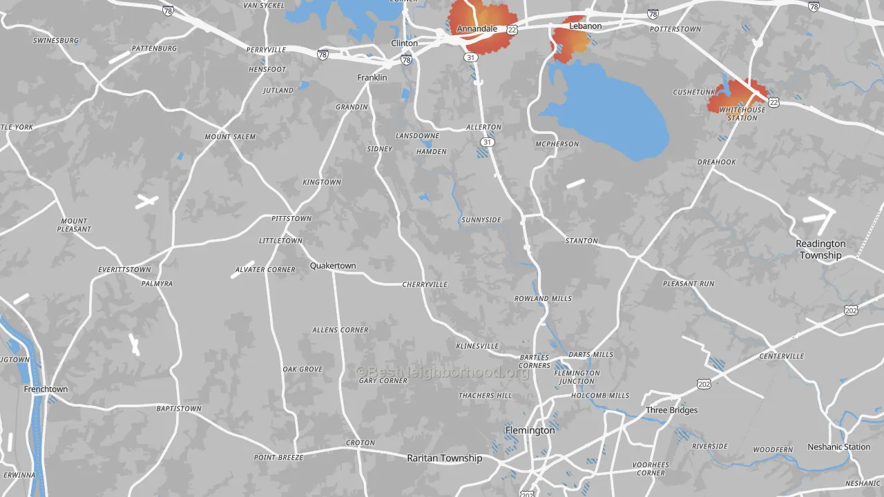 Transit Grade map of Hunterdon County, NJ