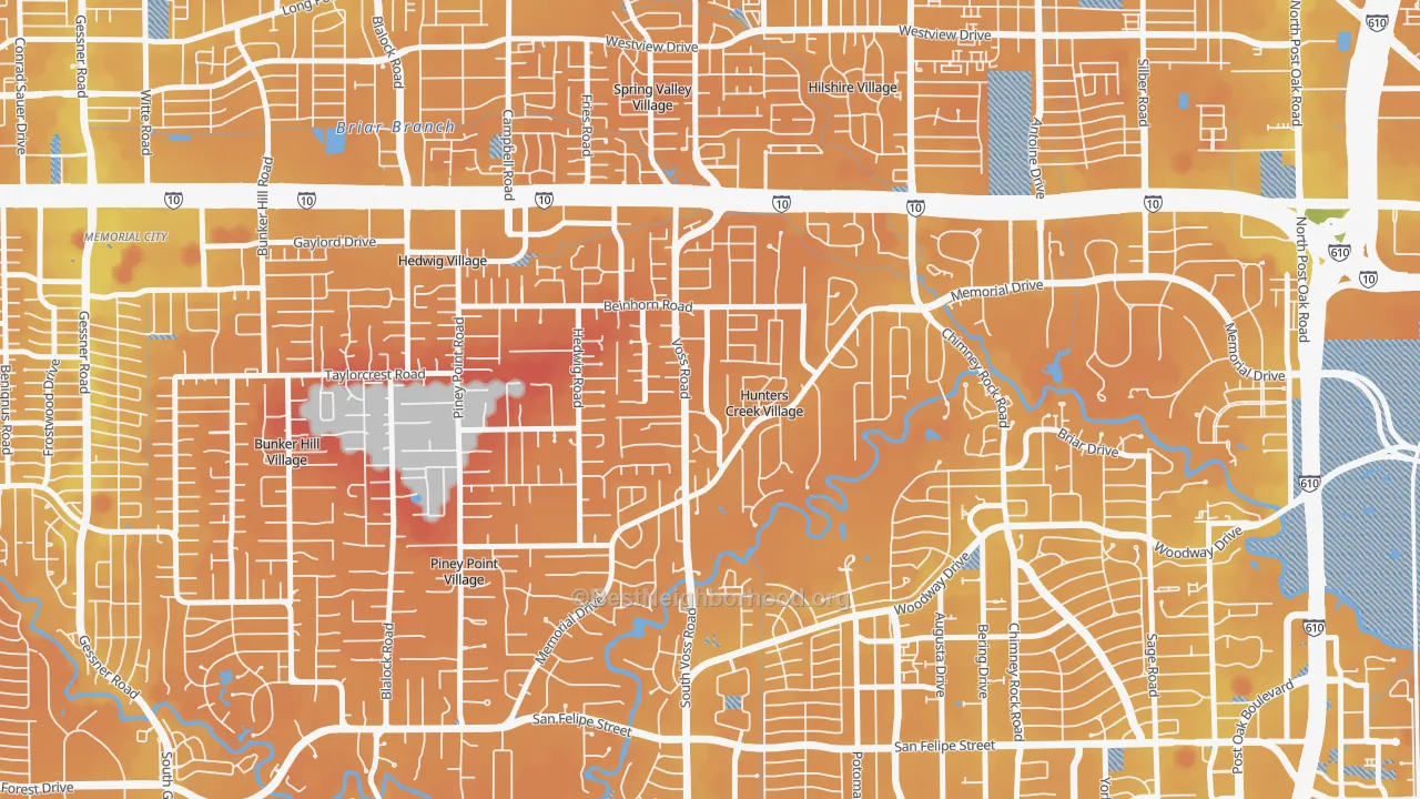 Transit Grade map of Hunters Creek Village, TX