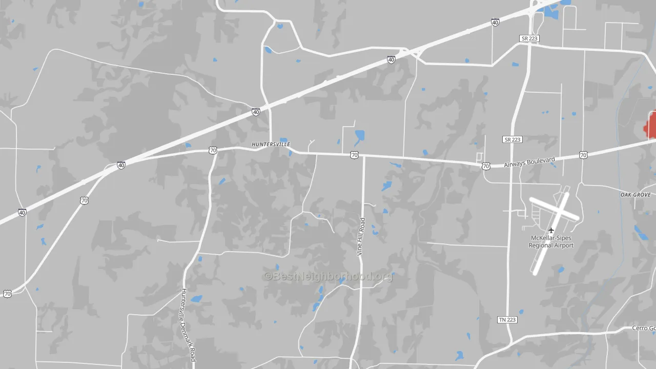 Transit Grade map of Huntersville, TN
