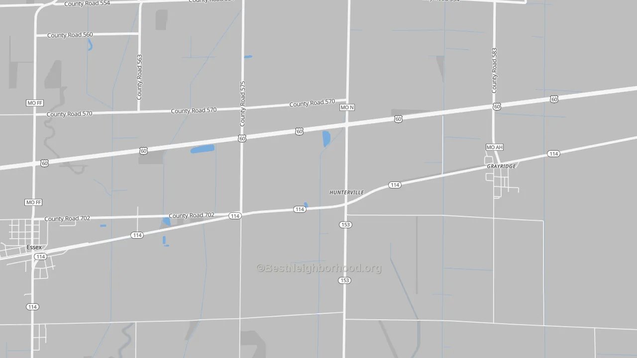 Transit Grade map of Hunterville, MO